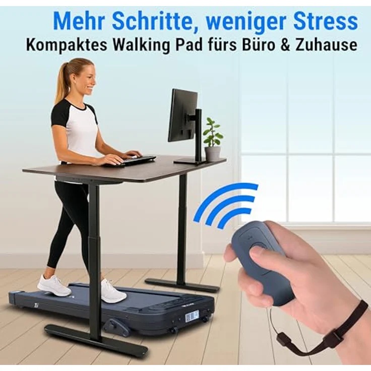 AsVIVA Walking Pad Laufband, leise und tragbar mit 5 % Neigung für effektives Gehtraining, kompakt für Schreibtisch und Home Office, inkl. Bluetooth-Fernbedienung – Bild 5