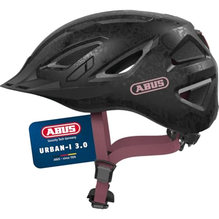 Abus Urban I 3. 0 Fahrradhelm - Blumenmuster/Schwarz 52 - 58 cm – Bild 2