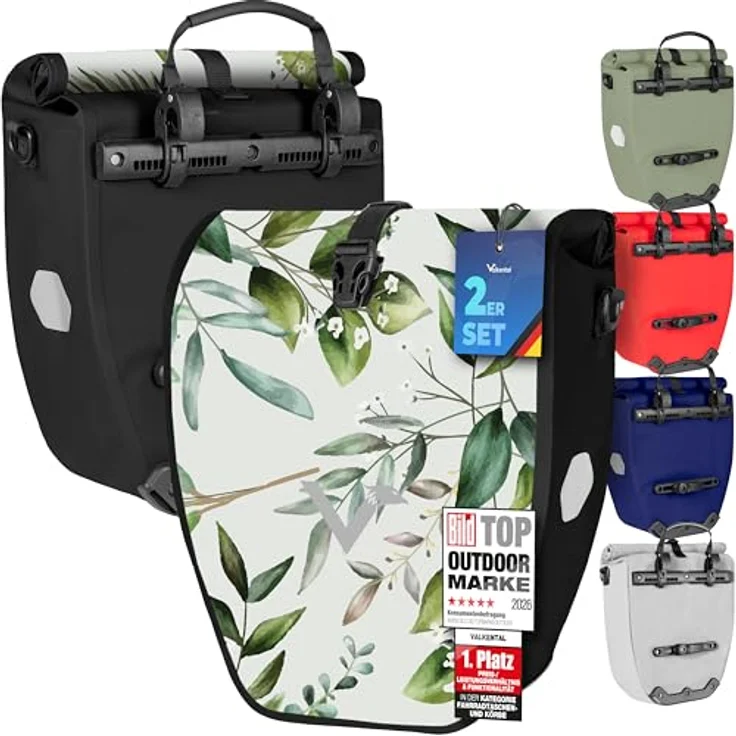Valkental Gepäckträgertasche, wasserdicht, 20L Füllvolumen, mit Reflektoren, für Fahrräder – Bild 1