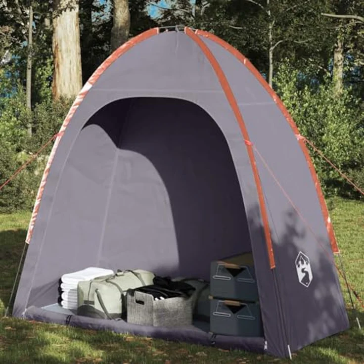 vidaXL Beistellzelt, Lagerzelt mit Stauraum, wasserdicht und tragbar, grau, 185T Polyester – Bild 2