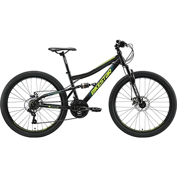 BIKESTAR Fully Mountainbike 26 Zoll | 15 Zoll Rahmen, 21 Gang Shimano Schaltung, Scheibenbremse | Schwarz – Bild 3