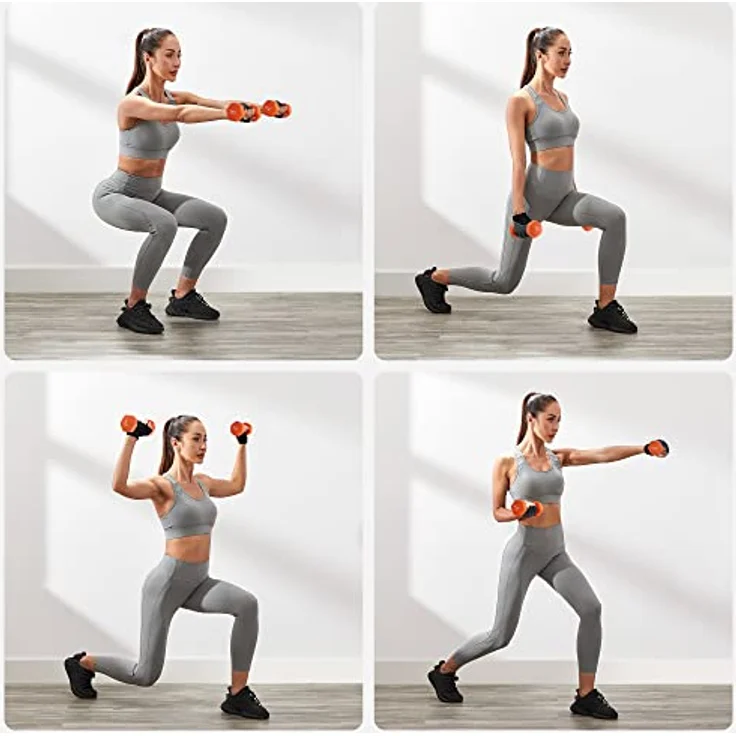 SONGMICS Hanteln 2er Set, 2 x 1,5 kg, mit matter Beschichtung aus Neopren, rutschfest, Krafttraining, zu Hause, orange SYL63OG – Bild 3