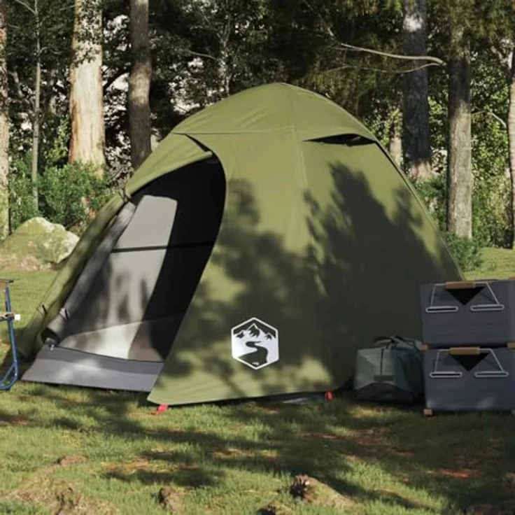 vidaXL Kuppel-Campingzelt 2 Personen, olivgrün, wasserdicht mit abnehmbarem Überzelt und guter Belüftung – Bild 2