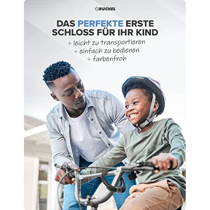 Büchel Sekura 60501209 Unisex-Kinder Zahlenschloss, 4-stellig programmierbar, 120 cm, schwarz mit farbigem Deckel, inkl. Halterung – Bild 2