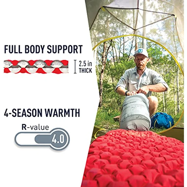 SEATO SUMMIT Colchoneta hinchable aislada COMFORT PLUS R, robuste Isomatte in rot mit flexibler Gestaltung und hoher Haltbarkeit – Bild 4