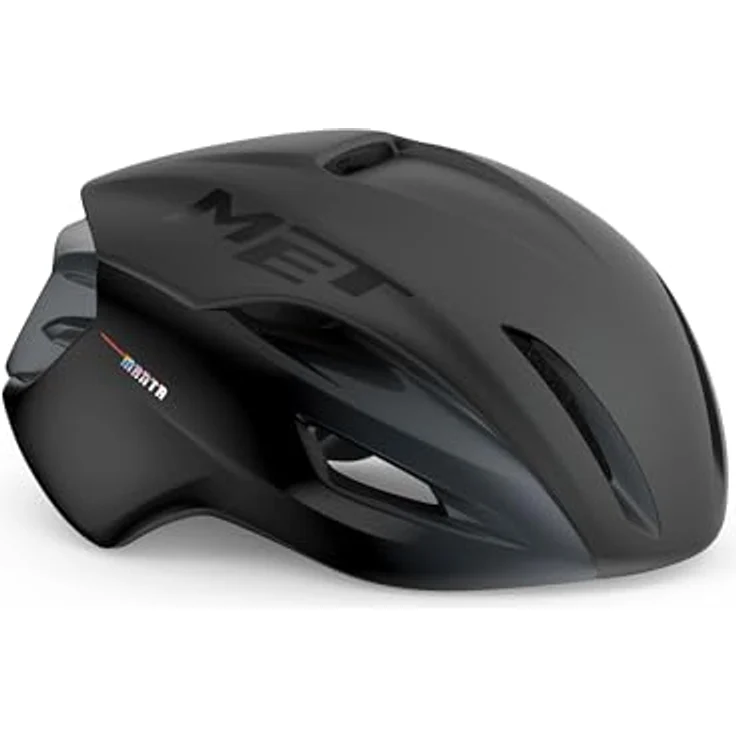 MET Manta MIPS, Aero-Rennradhelm in Schwarz/Matt Glossy, 56-58 cm, leicht und aerodynamisch mit optimaler Belüftung – Bild 1