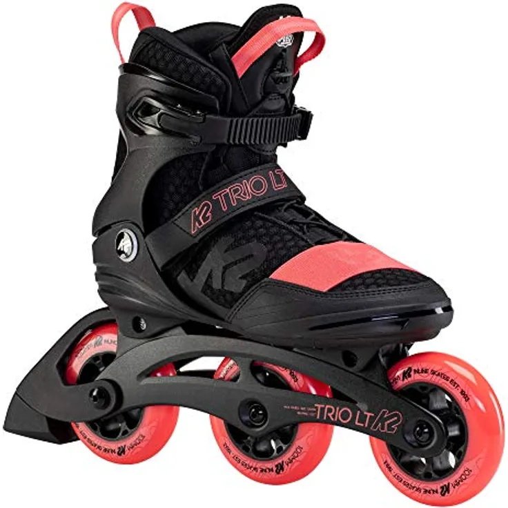 K2 Skates TRIO LT 100 SHORT CUFF, Unisex Inline Skates mit Original Softboot-Technologie, schwarz - coral, Größe EU: 42