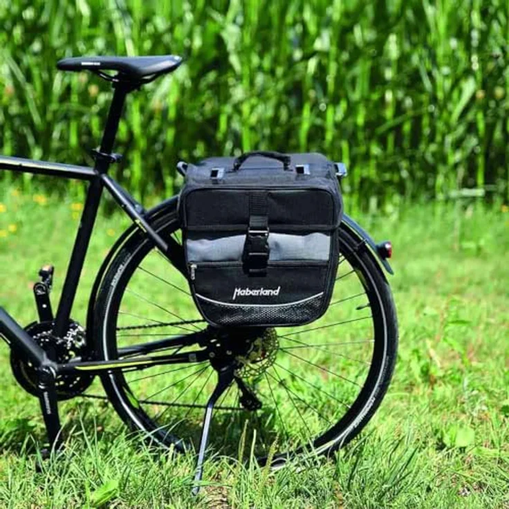 Haberland Doppeltasche Einsteiger-Serie, Fahrradtasche schwarz-silber, 32 x 34 x 16 cm, 12.5 Liter, für Kinderfahrräder – Bild 4