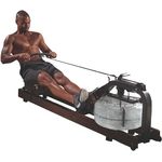 FitEngine Premium Holz-Rudergerät mit Wasserwiderstand | 100% massives Eschenholz für effektives Training zuhause, klappbar oder Nicht klappbar | Trainingscomputer und Tablethalterung