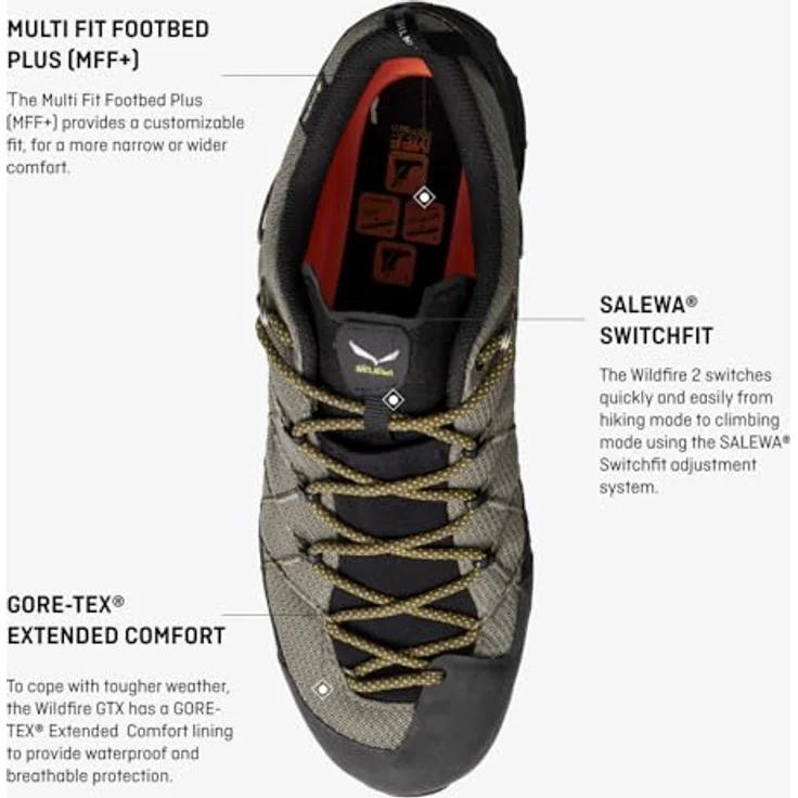 Salewa Wildfire 2 Gore-Tex, Herren Wanderschuhe (44) mit Switchfit-System, wasserdicht und atmungsaktiv, grau – Bild 2
