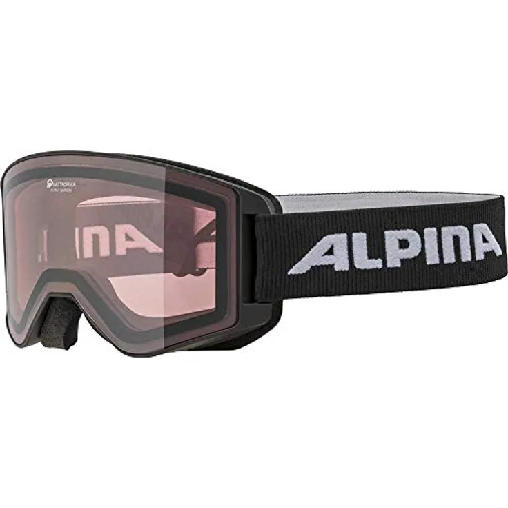 Alpina Sports Narkoja Q Skibrille, Quattroflex-Scheibentechnologie mit 100% UV-Schutz, Kunststoff/Polycarbonat, schwarz-rosa