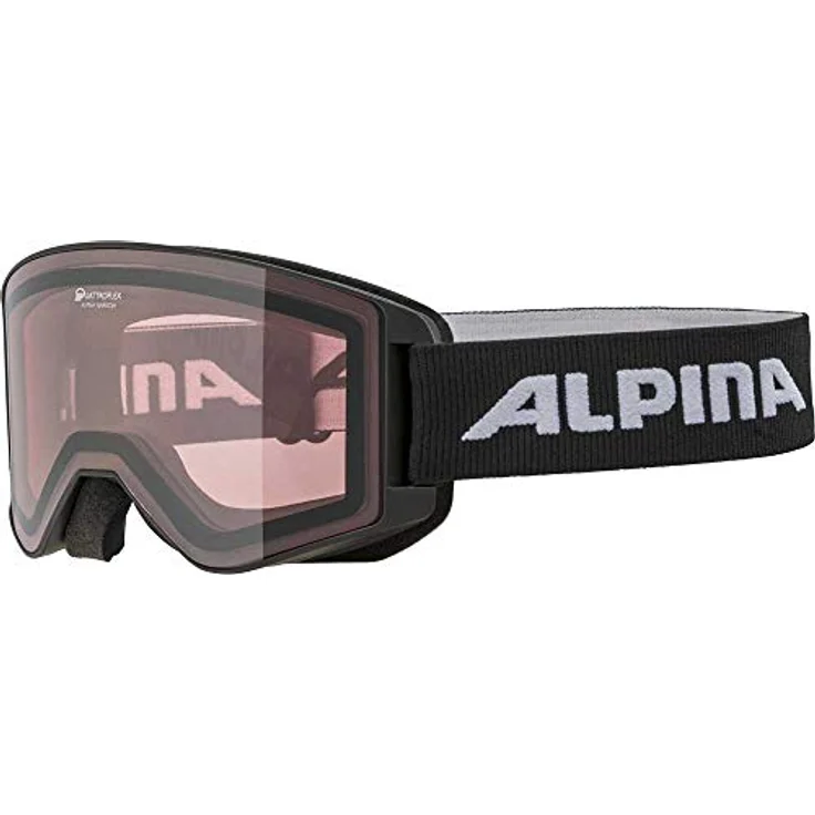 Alpina Sports Narkoja Q Skibrille, Quattroflex-Scheibentechnologie mit 100% UV-Schutz, Kunststoff/Polycarbonat, schwarz-rosa