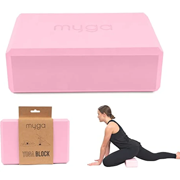 Myga Yoga Block, rutschfest und leicht, ideal für Yoga und Pilates, 23 cm x 14,5 cm x 7,7 cm, rosa – Bild 1