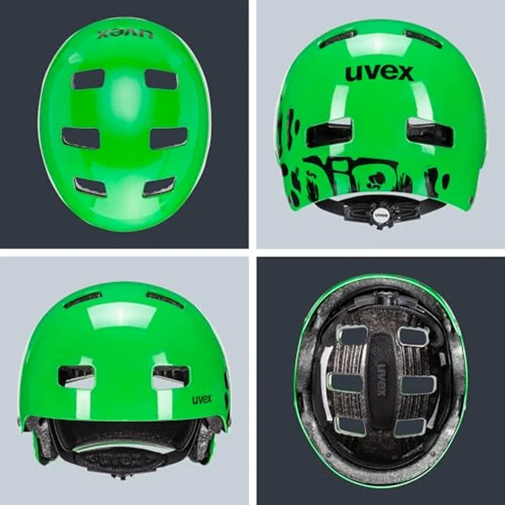 Uvex Kid 3 Fahrradhelm 51-55 cm, Dirtbike Green, robuster Hartschalenhelm mit optimaler Belüftung, IAS-Größenanpassung, FAS-Gurtband und Monomatic-Verschluss für sicheren Sitz – Bild 4