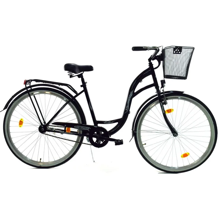 T&Y Trade Cityrad 28 Zoll Damen Fahrrad, Schwarz, 1 Gang, Rücktrittbremse, Gepäckträger, Licht, Seitenständer, Korb