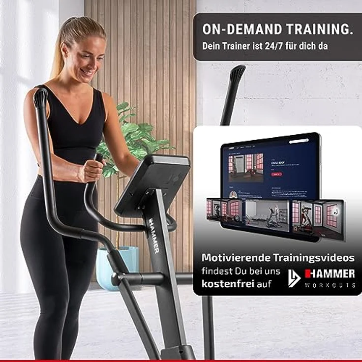 HAMMER Ellipsentrainer SpeedMotion II, 3-fache Steigung, 24 Programme, 18 kg Schwungmasse, Kinomap & Zwift - Preisvergleich – Bild 4