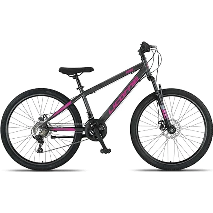 Licorne Bike Thunder Premium Mountainbike, Anthrazit/Rosa, 26 Zoll, Shimano 21 Gang, hydraulische Scheibenbremsen, Hardtail – Bild 2