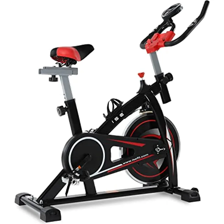 ISE Ergometer Heimtrainer Fahrrad mit LCD Anzeige, 8kg Schwungrad, Indoor Fahrrad Fitnessbike mit flüsterleise Riemenantrieb-Fahrrad Ergometer, SY-7802