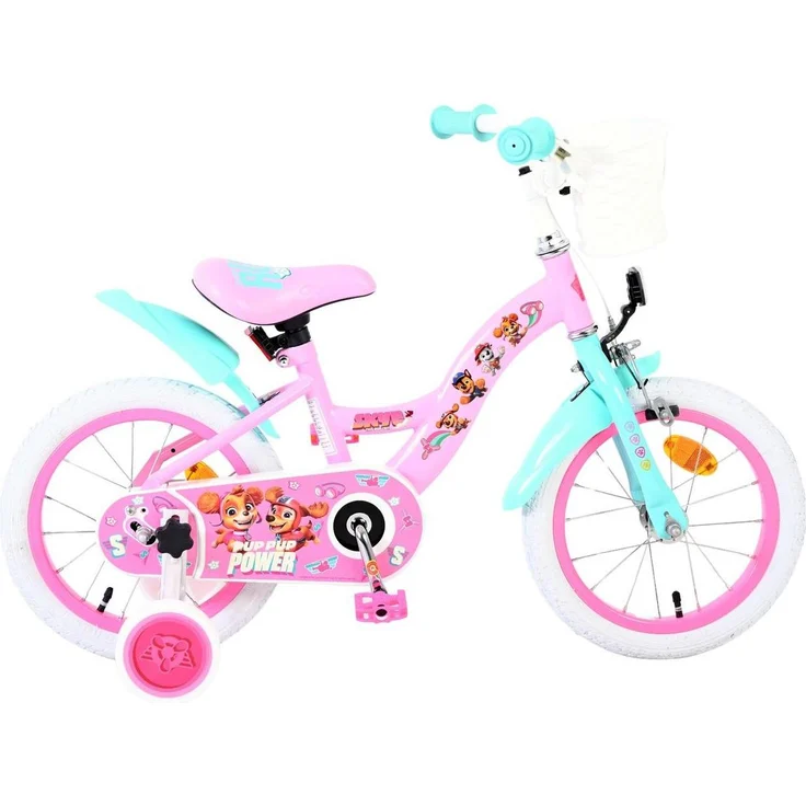 Volare Paw Patrol, Kindervelo 14 Zoll mit Rücktrittbremse, Stützrädern und höhenverstellbarem Sattel