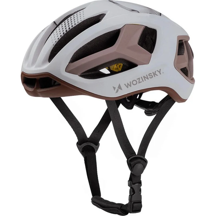 Wozinsky HT-68T, Rennradhelm mit offenem Visier, integriertes Rücklicht, taupefarben, M 54-58 cm