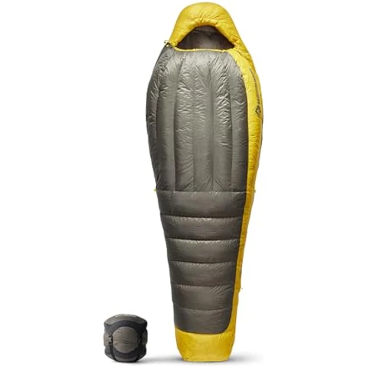 Sea to Summit Spark Ultralight Daunenschlafsack Regular (-9°C) - Mumienschlafsack mit Daunenfüllung - 3 Jahreszeiten - Für Wanderungen - Grey & Yellow - 730g – Bild 1