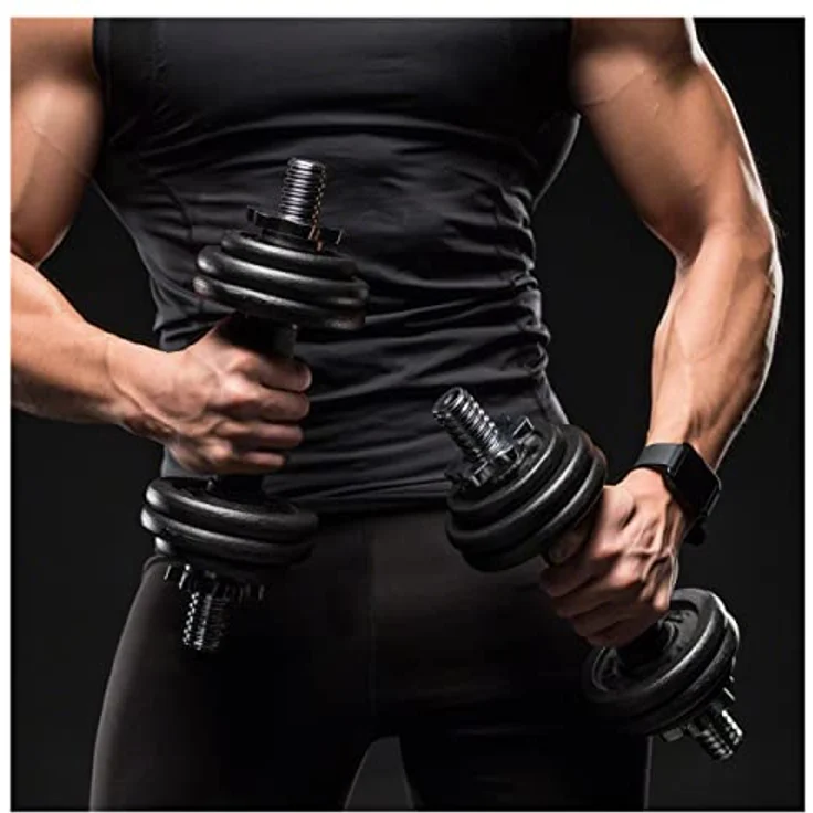 Sport-Tec Kurzhantel-Set, 20 kg - EINFACHER ZUSAMMENBAU, GERÄDELTE GRIFFE, JEDERZEIT WANDELBAR, FÜR VERSCHIEDENE ÜBUNGEN – Bild 5