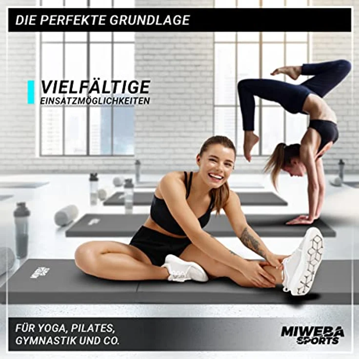 Miweba Sports Gymnastikmatte GM100 - Klappbare Weichbodenmatte - 180x60x5cm - Rutschfeste Sportmatte - Fitnessmatte - Turnmatte - Trainingsmatte - Bodenmatte - Spielmatte - Yogamatte (Grau) – Bild 5