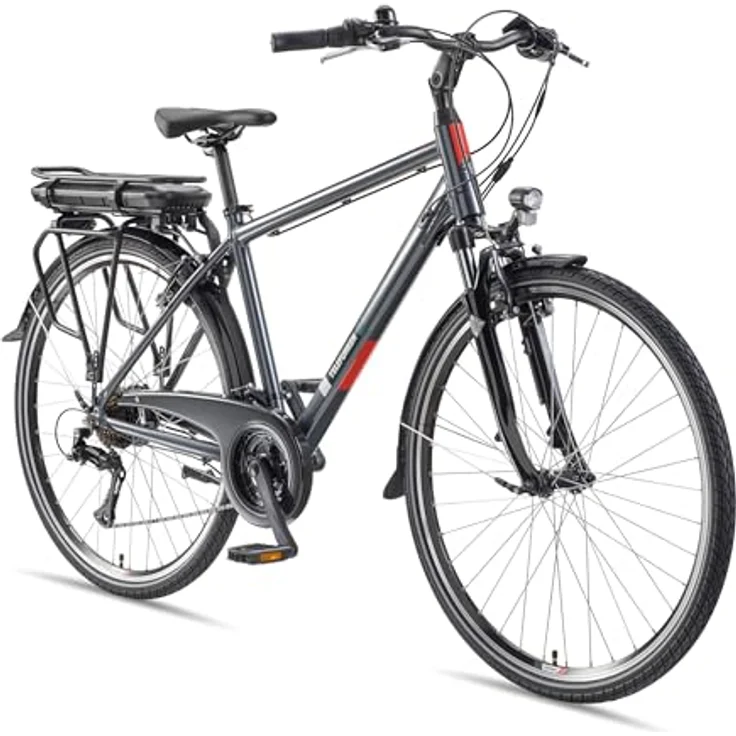 TELEFUNKEN XT485 E-Bike Herren 28 Zoll Trekking-Fahrrad, 250W Hinterradmotor, 536,5 Wh Akku, 21-Gang Kettenschaltung, V-Bremsen, LED-Beleuchtung – Bild 1