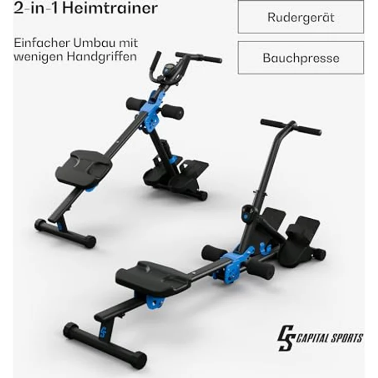 CAPITAL SPORTS Rudergerät für Zuhause Klappbar, Sport Rudergerät mit Magnetwiderstand, Klappbarer Rowshaper für Krafttraining mit LCD-Display, 8-Stufige Magnet-Rudermaschine für Zuhause, Schwarz – Bild 2