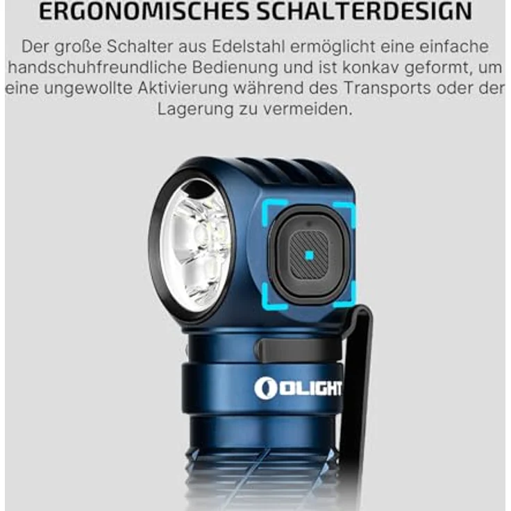 OLIGHT Perun 3, LED Stirnlampe 3000 Lumen mit 7 Lichtmodi, Sensor, Rotlicht, IP68 wasserdicht, wiederaufladbar, Midnight Blau – Bild 3