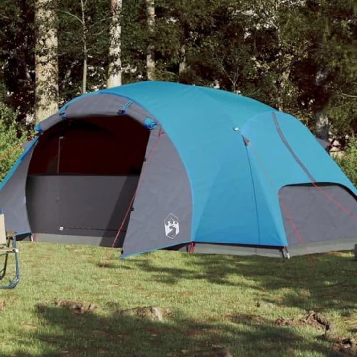 vidaXL Familienzelt, Gruppenzelt mit Belüftung Insektenschutz, Campingzelt für 8 Personen Wasserdicht, Trekkingzelt Outdoor Zelt Leicht Tragbar, Blau – Bild 2