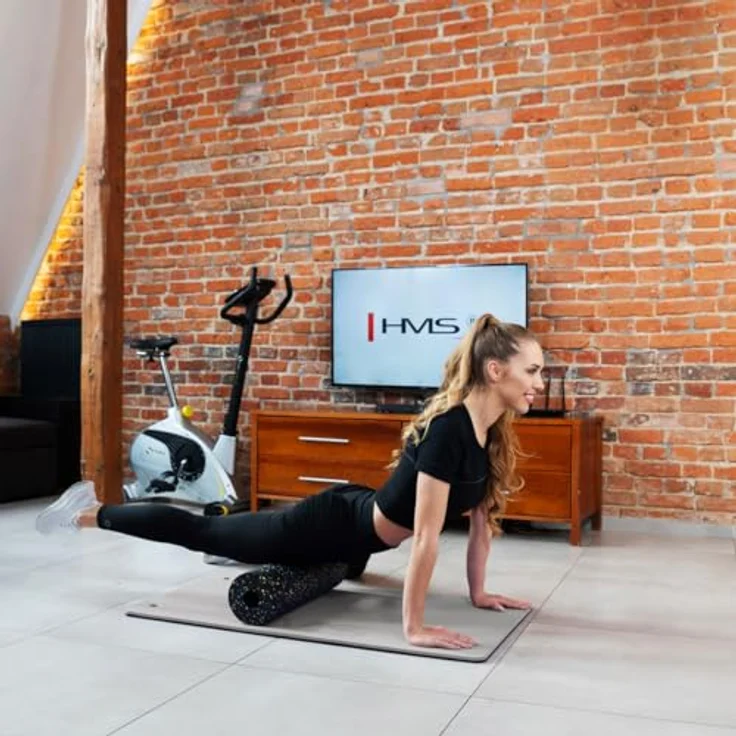 HMS Premium Fitnessmatte 120x60x2cm Trainingsmatte Sportmatte Yogamatte Pilatesmatte, extra dick, hochwertiges Material mit praktischen Ösen – Bild 5