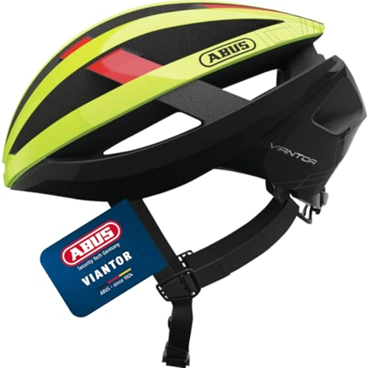 ABUS Viantor Neon Yellow M Fahrradhelm, Rennradhelm für Einsteiger mit hoher Sicherheit und komfortabler Passform – Bild 1
