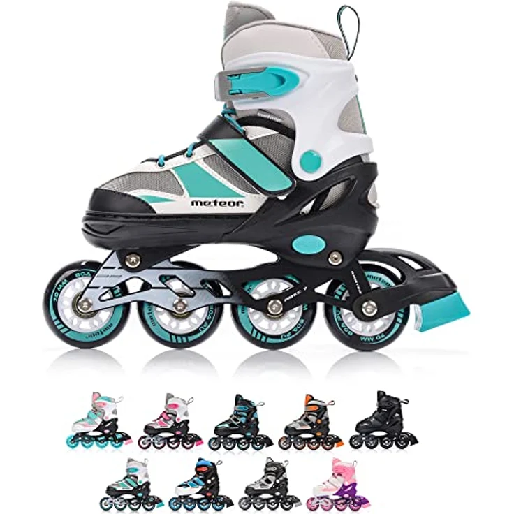 Meteor ROX Inlineskates Kinder, Rollschuhe S 30-33 in mint, höhenverstellbar, Aluminiumrahmen, ABEC-7 Lager – Bild 1