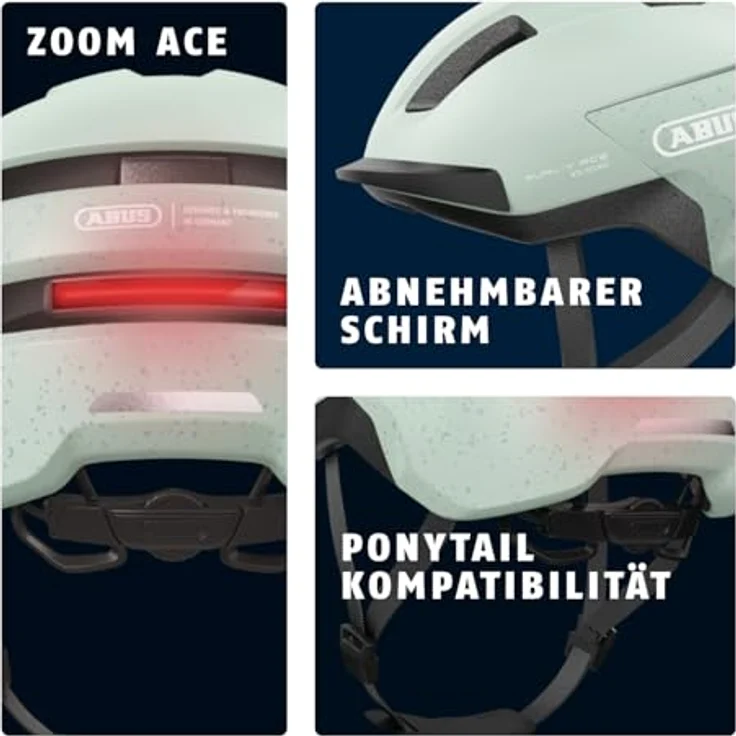 ABUS Purl-Y ACE Fahrradhelm mit LED-Licht, Mint Green, Größe S, NTA-Norm konform, höhenverstellbar, leichtgewichtig, waschbare Innenpolster – Bild 3