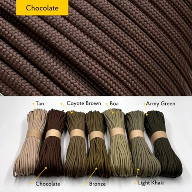 EdcX Paracord 550 Typ III 4 mm, Chocolate, 15 m – 100% Nylonseil, stark und langlebig, ideal für Outdoor, Camping und DIY-Projekte – Bild 2
