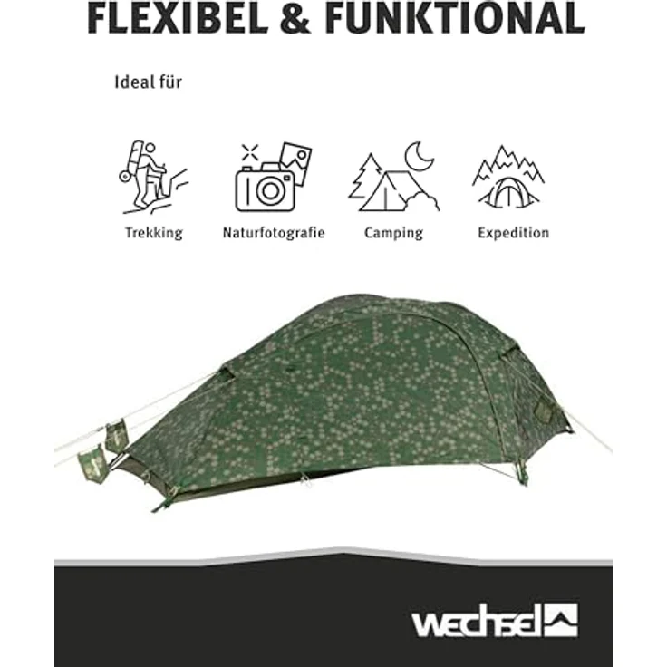 Wechsel Pathfinder Elements, 1-Personen Geodät Biwak Zelt, freistehend, 2,5 kg, Tarnmuster, 230 cm Liegelänge – Bild 5