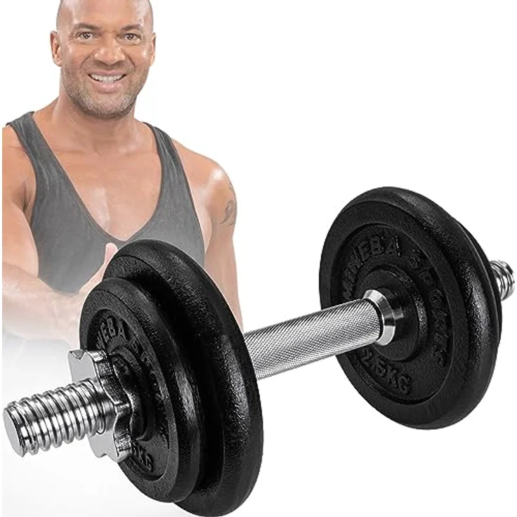 Miweba Sports Hantelset MKH110 | 10kg - 𝐏𝐫𝐨𝐟𝐢 Einzelhantel - Hanteln für Frauen und Männer - Hantel Set - Gusseisen Kurzhantelset - Kurzhantel - Griff ergonomisch - Gewichte (1x 10kg) – Bild 1