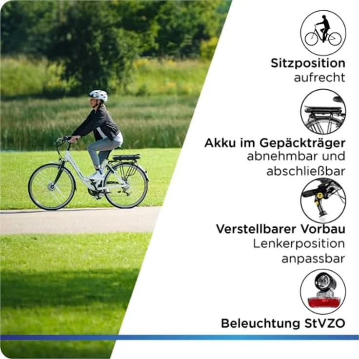 ZÜNDAPP E Bike 700c Damenrad Pedelec Z503 28 Zoll Elektrofahrrad in Weiß/Grün, 250W Motor, bis zu 135 km Reichweite – Bild 5