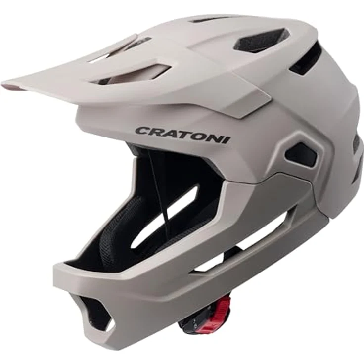Cratoni MTB-Kinder-/Jugendhelm "Madcat", sand - Fullface Helm mit 360° Größenverstellsystem, 15 Belüftungsöffnungen und abnehmbarem Kinnbügel – Bild 1