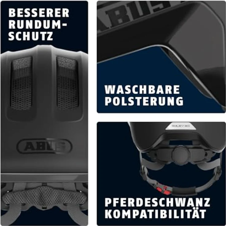 ABUS Smiley 3.0 ACE LED, Kinder Fahrradhelm mit Licht, tiefe Passform, Platz für Zopf, Schwarz, Größe S – Bild 3