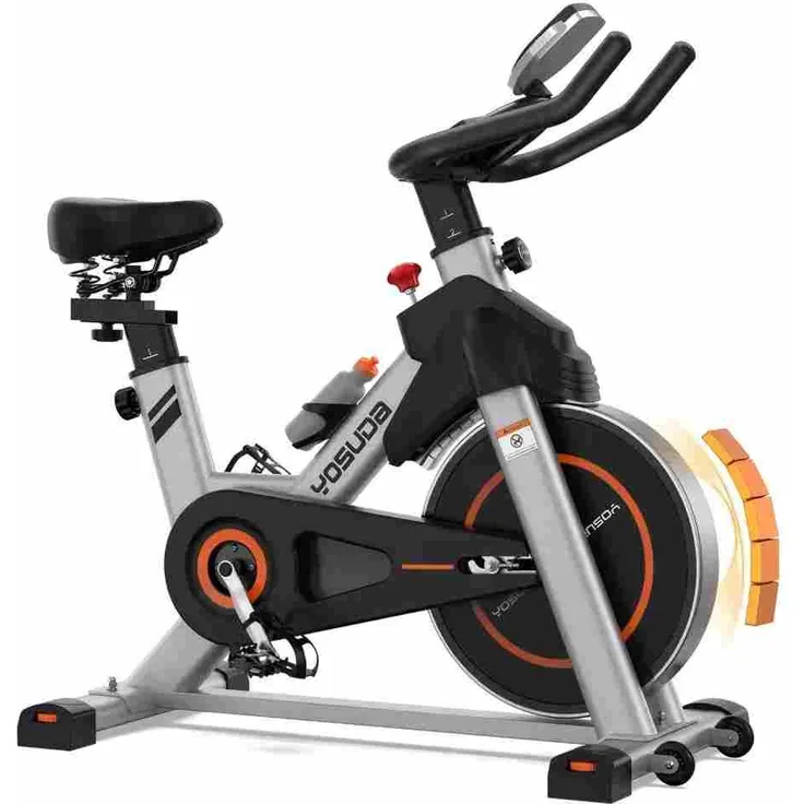 YOSUDA Heimtrainer mit Magnetwiderstand, Indoor leises Fitnessbike, ergonomisches Design, verstellbare Pedale, LCD-Monitor, 180 kg Tragfähigkeit