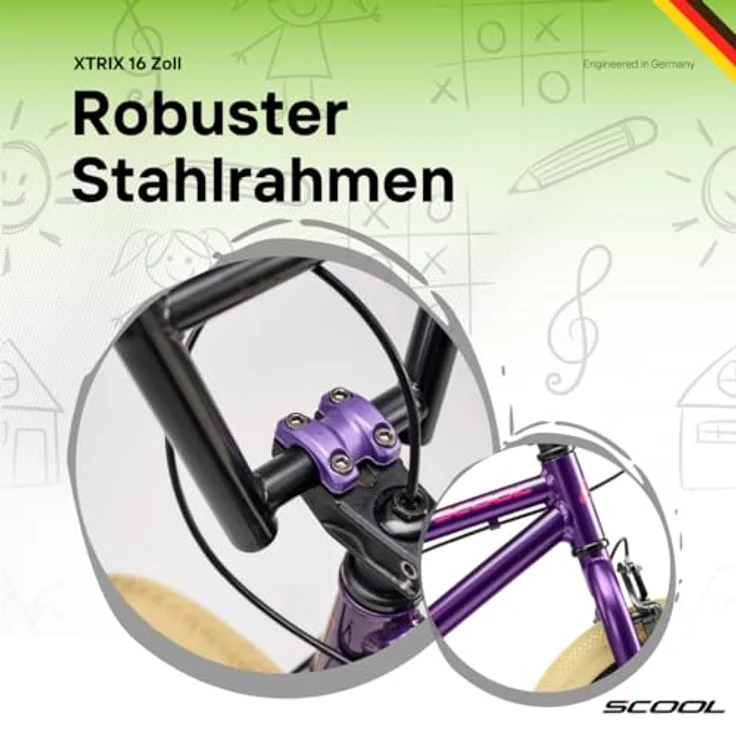 S'cool BMX-Rad XtriX mini, 16 Zoll, 1 Gang, Freewheel, robustes Design für optimale Kontrolle – Bild 4