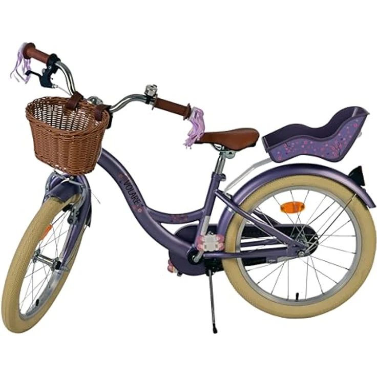Volare Kinderfahrrad Blossom, 18 Zoll für Mädchen, lila, mit geschlossenen Kettenschutz, höhenverstellbarem Sattel und Lenker, Hand- und Rücktrittbremse – Bild 10