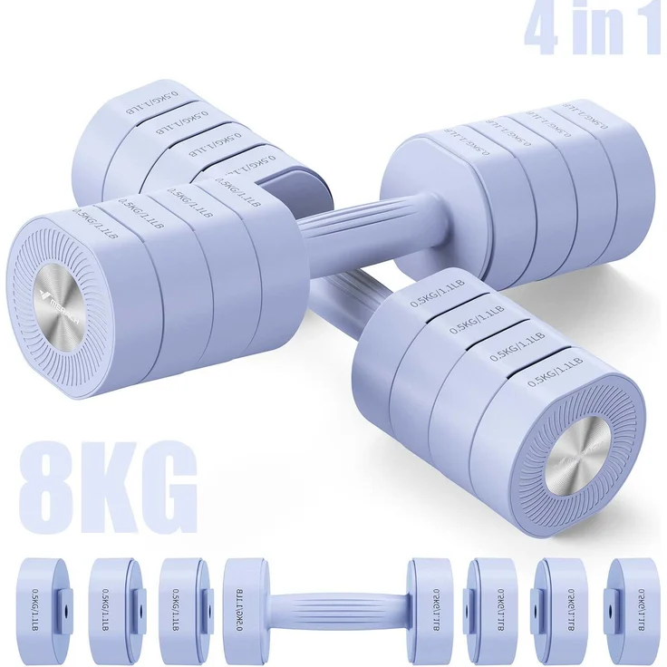 Merach Verstellbare 4-in-1 Kurzhanteln 2er Set (1–4 kg) – Fitness Dumbbells mit sicherer Verriegelung für Zuhause & Home Gym, blau