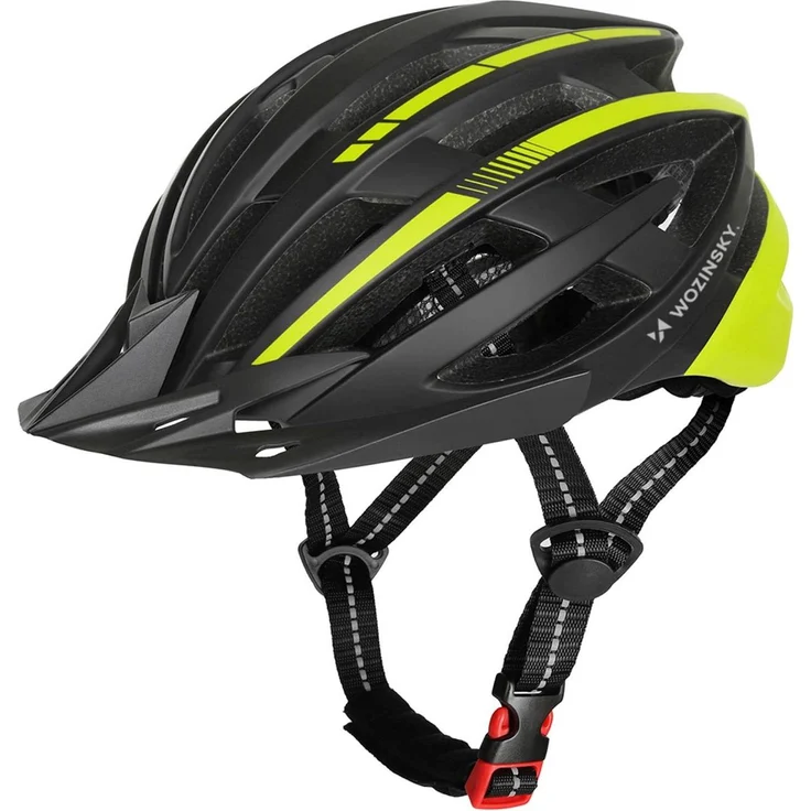 Wozinsky HT-28VCZ, MTB Fahrradhelm mit offenem Visier, integriertes USB LED-Rücklicht, mehrere Belüftungsöffnungen, Größe M 54-57 cm