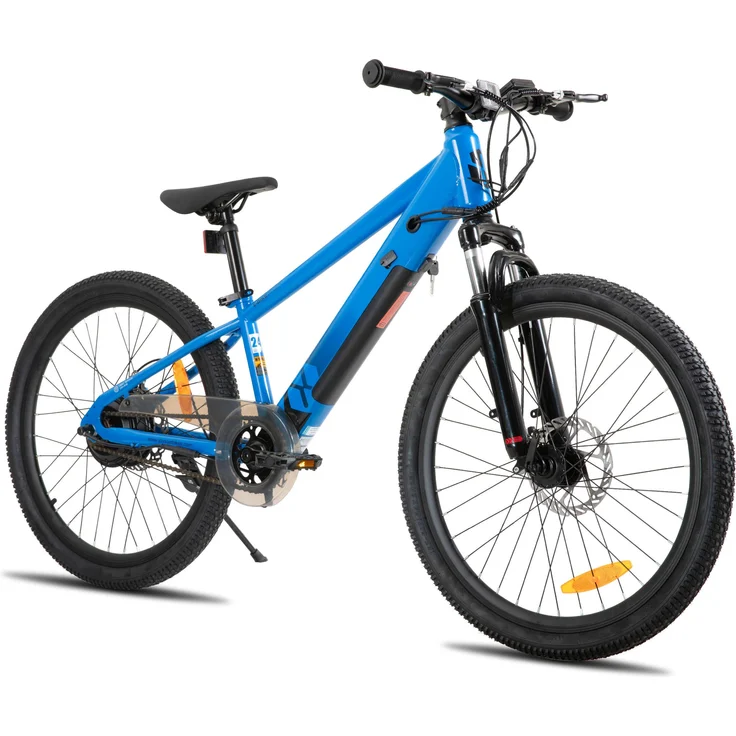Hiland JOYSTAR 24-Zoll Elektro-Mountainbike für Jugendliche, 250 W Motor, 24V 5.2Ah Akku, 25 km/h, Doppelscheibenbremse, verstellbarer Sattel, Schwarz