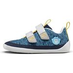 Affenzahn Kid's Barfussschuh Knit Happy, Unisex Kletterschuhe aus recyceltem Polyester, Gummisohle für optimale Griffigkeit, Klettverschluss, Größe 24, Blau