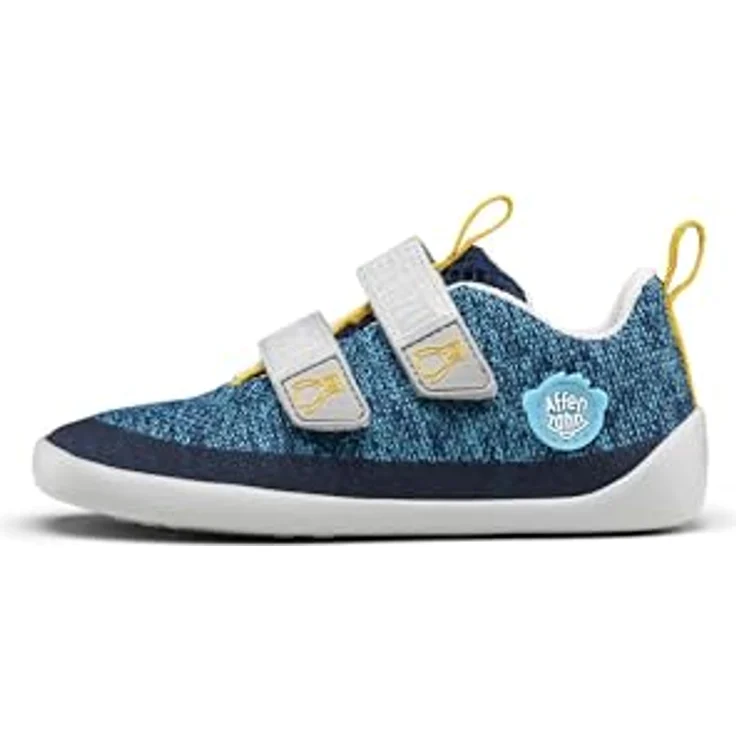 Affenzahn Kid's Barfussschuh Knit Happy, Unisex Kletterschuhe aus recyceltem Polyester, Gummisohle für optimale Griffigkeit, Klettverschluss, Größe 24, Blau – Bild 1