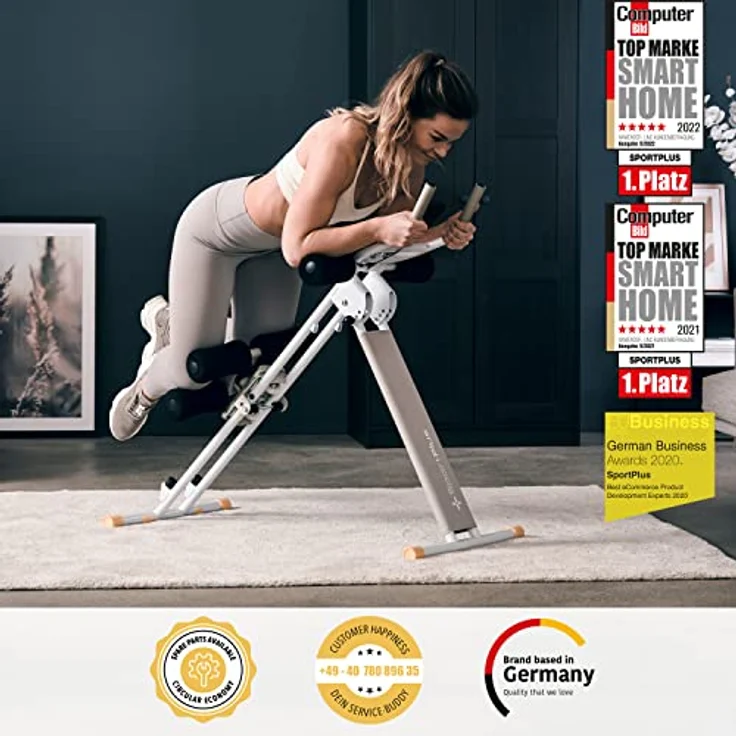 SportPlus Bauchtrainer SP-ALB-011-W-X, Bauchtrainer, Rückentrainer, klappbar & platzsparend, weiß – Bild 3